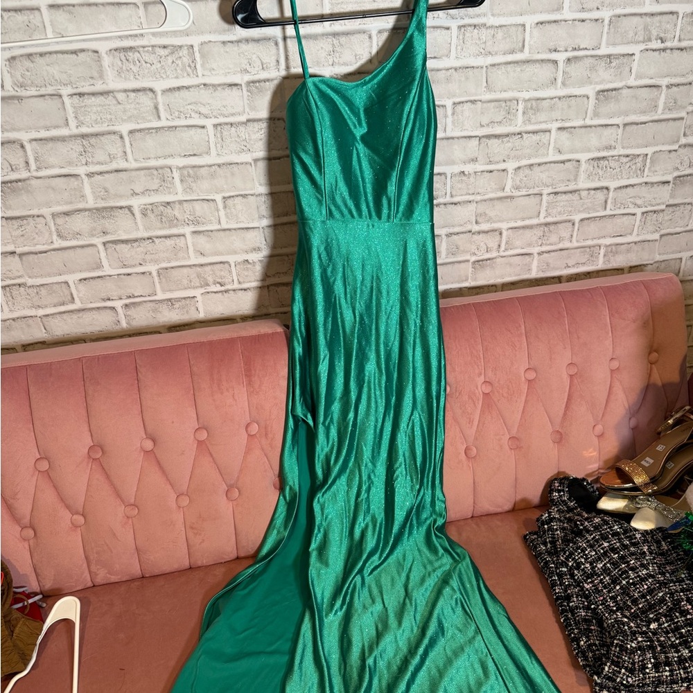 Elegant Green Satin Dress